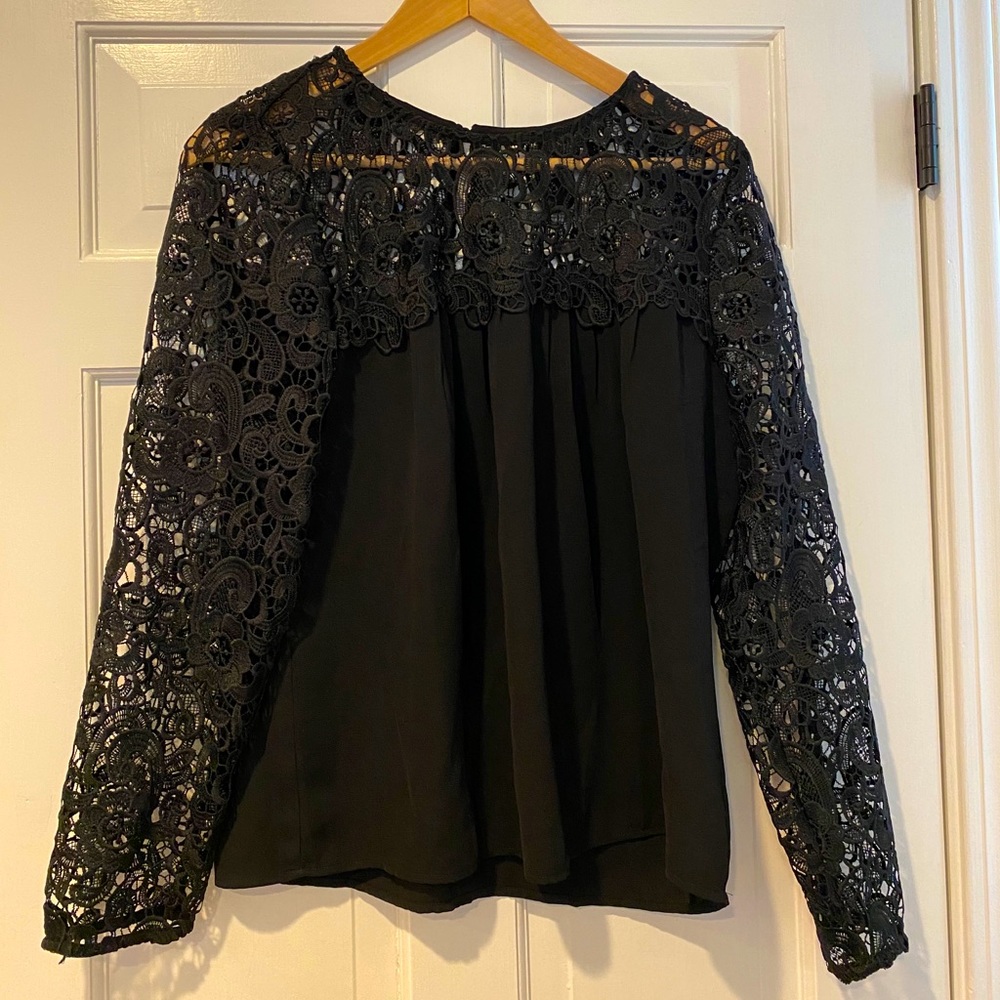 JCrew- Black Lace Long Sleeve- BNWT- Size M